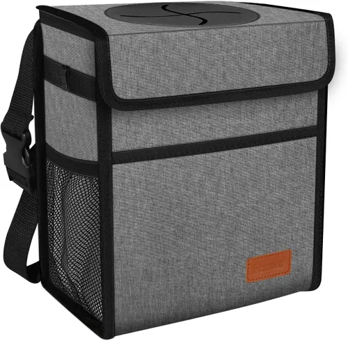 Miniatura 13 de Femuar Cubo de basura para automóvil a prueba de fugas con tapa, impermeable, para SUV, bolsa de basura plegable y portátil, color negro