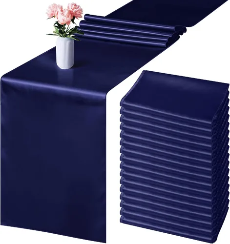 Miniatura 18 de Aneco Paquete de 4 caminos de mesa de satén de 12 x 108 pulgadas de largo, seda brillante y tela suave, camino de mesa para fiesta de banquete