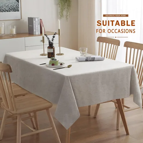 Miniatura 125 de Mantel para mesa rectangular de 55x71 pulgadas, de lino sintético, resistente a las arrugas e impermeable, color beige, para cocina, comedor