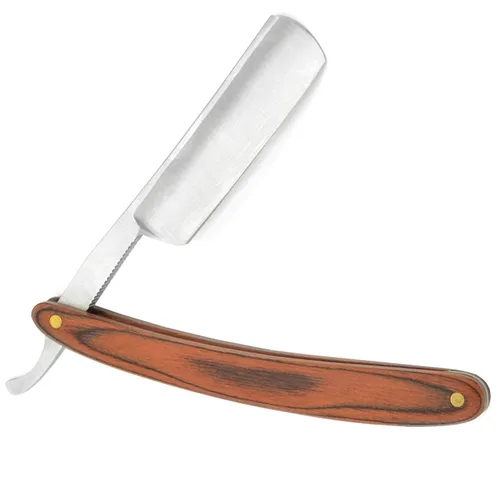 Miniatura 2 de Grandslam Pro - Maquinilla de afeitar recta de acero inoxidable 420 con mango de madera natural con refuerzo de cuero de primera calidad, kit