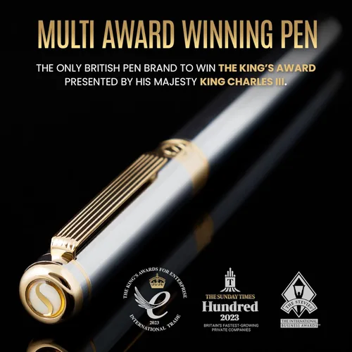 Miniatura 2 de Scriveiner - Bolígrafo de bola cromado plateado – Impresionante pluma de lujo, chapado en oro real, repuesto de tinta Schmidt, el mejor juego de 10.