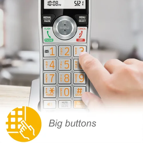 Miniatura 8 de AT&T CL83507 DECT 6.0 - Teléfono inalámbrico de 5 auriculares para el hogar con base de teclado dual, contestadora, bloqueo de llamadas, Base