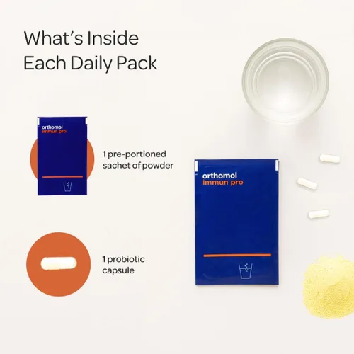 Miniatura 5 de Orthomol Immun Pro, apoyo inmunológico, suplemento probiótico para la salud intestinal, fibra prebiótica de inulina, suministro para 30 días
