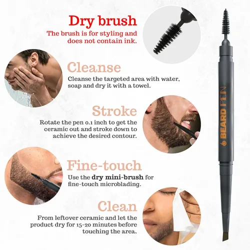 Miniatura 4 de Relleno de Lápiz de Barba para Hombres - Lápiz de Estilo de Barbería y Aseo - Impermeable, Resistente al Sudor, Solución de Larga Duración