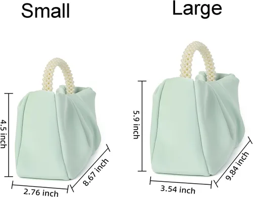 Miniatura 4 de Valleycomfy Bolsos de mano de noche con perlas para mujer, de cuero suave, fruncidos, cruzados, bolsa de hombro para fiestaboda