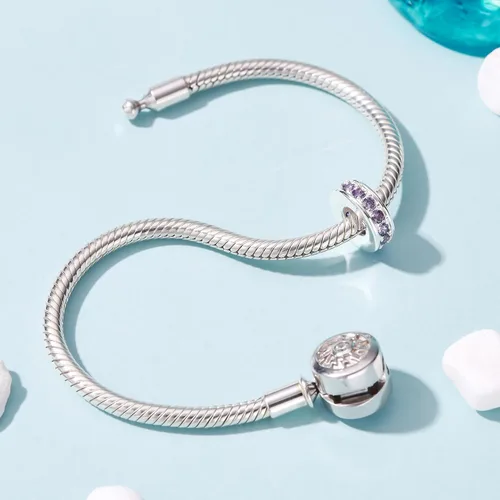 Miniatura 58 de 925 plata esterlina espaciador encanto grano con CZ transparente para pulseras Pandora Charms