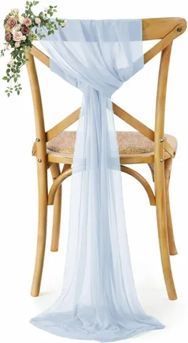 Miniatura 43 de VDS Paquete de 25, Rojo Manzana, Lazos de Gasa para Sillas con Bordado de Chiffon, Funda para Silla con Moño en la Parte Posterior, Ideal