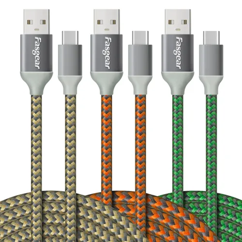 Miniatura 8 de Fasgear Cables USB C a USB A de 10 pies, paquete de 2 cables largos de carga rápida 3A tipo C 2.0, trenzados, compatibles con Galaxy S21 Plus Note