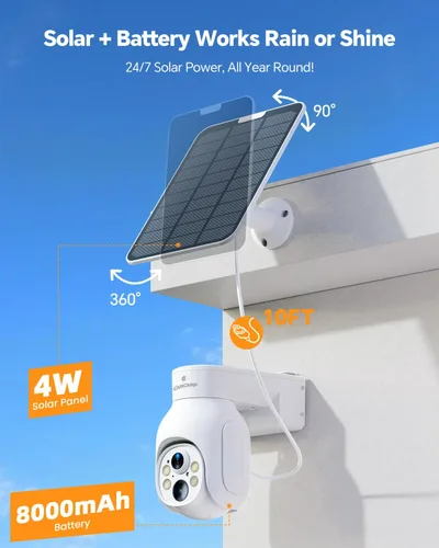Miniatura 2 de Cámaras de seguridad solares inalámbricas para exteriores, cámaras solares 2K para seguridad del hogar, sistema de cámara de seguridad inalámbrica