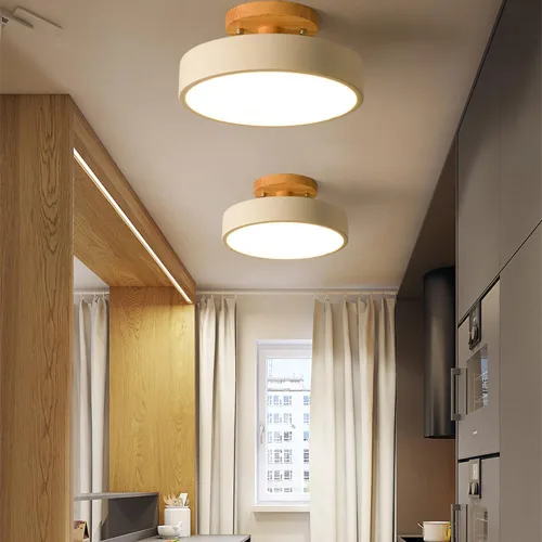 Miniatura 4 de Lámpara de techo LED regulable, lámpara de techo moderna de 9 pulgadas, montaje empotrado, de madera, de 12 W, lámpara blanca para sala de estar