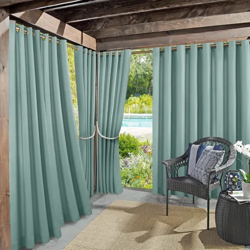 Miniatura 9 de Panel de cortina con ojales Sun Zero Marina para interior/exterior con protección UV y eficiencia energética, 54 x 95 pulgadas, cuarzo rosa
