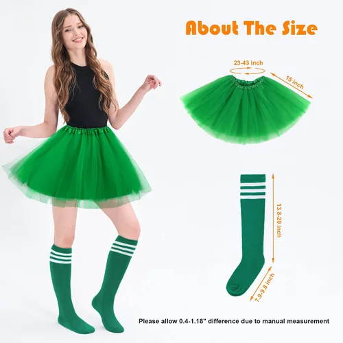 Miniatura 3 de Simplicity Conjunto de disfraz clásico de 4 capas de tul con falda tutú con calcetines de tubo para mujer