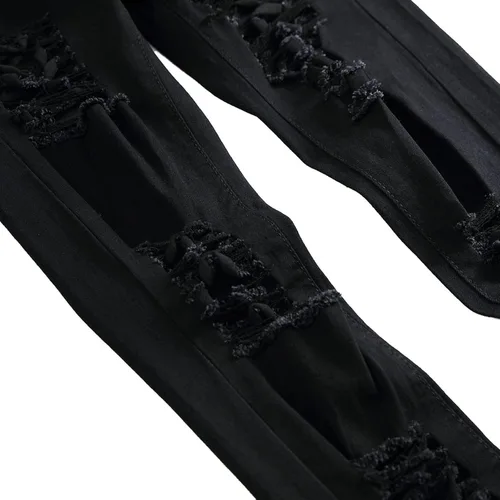 Miniatura 8 de Pantalones de mezclilla ajustados para hombre, rasgados, elásticos, desgastados, pierna cónica, desgastados, pantalones de mezclilla para hombre