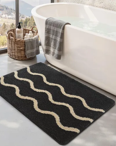 Miniatura 14 de DEXI Alfombras de baño antideslizantes, de 16 x 24 pulgadas, lavables de microfibra, tapete de baño de secado rápido, absorbente ultra suave