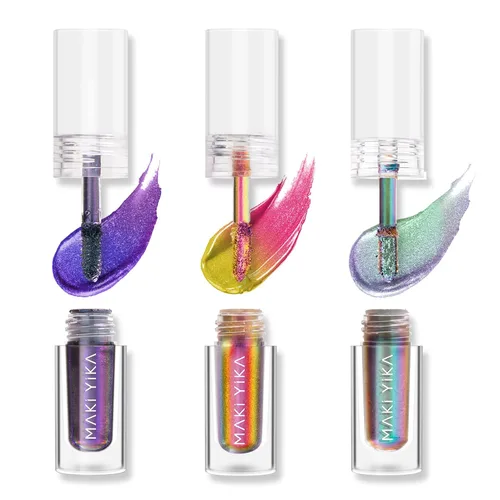 Miniatura 16 de Maki Yika Sombra de ojos líquida con brillo Ojos de camaleón metálicos Sombra de ojos multicolor cambiante de larga duración Sombra de ojos Aurora