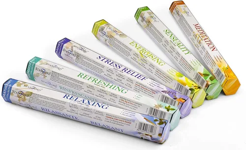 Miniatura 4 de 120 varillas de incienso premium de aromaterapia de Stamford Hex Range - Paquete de regalo de incienso relajante, alivio del estrés, meditación