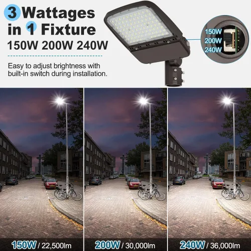 Miniatura 2 de Luces LED de estacionamiento de 240 W para exteriores, luces LED de poste con ajustador deslizante, 150 lm/W 5000 K 100-277 V IP65, luz comercial