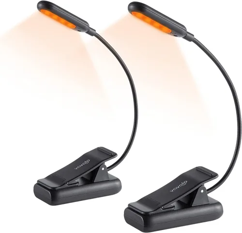 Miniatura 12 de VAVOFO Luz de lectura recargable ámbar, luz de libro con bloqueo de luz azul, 7 LED para el cuidado de los ojos, 9 colores, 9 brillos con clip