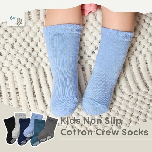 Miniatura 3 de Calcetines de algodón para bebés y niños pequeños, calcetines antideslizantes para niños, paquete de 6