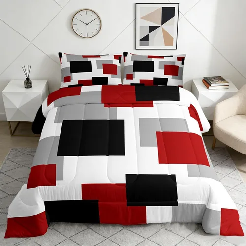 Miniatura 43 de Castle Fairy Juego de edredón con estampado azteca occidental, juego de ropa de cama geométrica a rayas marrones para niños y adolescentes