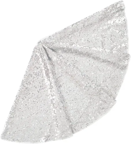 Miniatura 15 de ShinyBeauty Falda de árbol de Navidad rosa claro de 24 pulgadas, falda de lentejuelas para lápices/mini árboles, cubierta navideña para Año Nuevo