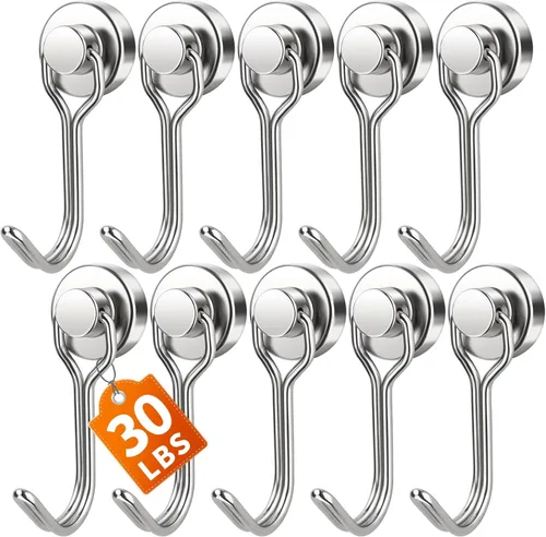 Miniatura 23 de FINDMAG Ganchos magnéticos giratorios de 60 libras, paquete de 4 ganchos magnéticos de neodimio resistentes, ganchos magnéticos fuertes para colgar