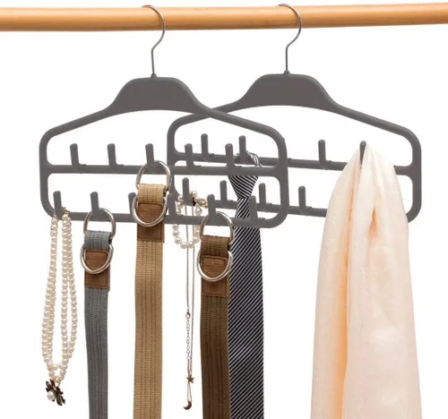 Miniatura 11 de Percha para cinturón, soporte de corbata para armario, organizador de cinturón resistente con giro de 360 grados, 11 ganchos grandes y resistentes
