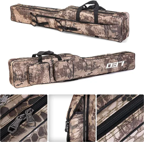 Miniatura 3 de LEOFISHING Bolsa de almacenamiento de aparejos de pesca, organizador portátil de caña y carrete de 51.2 in/4.27 pies, bolsa de cubierta de pesca