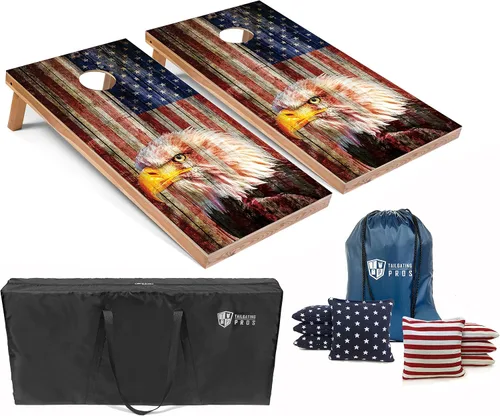 Miniatura 8 de Tailgating Pros Tablas de Cornhole - Juego de Cornhole ligero de 4 x 2 pies, incluye funda de transporte, juego de 8 bolsas de maíz y bolsa Bandera