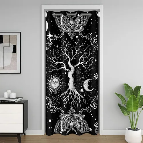 Miniatura 12 de Erosebridal Cortina de puerta de teñido anudado, cortina opaca bohemia, cortina exótica abstracta en espiral, elegante cortina hippie para puerta