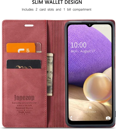 Miniatura 3 de Funda tipo cartera para Samsung Galaxy A32 5G/M32 5G con bloqueo RFID, tarjetero y función atril magnético, de piel con tapa para Samsung Galaxy A32