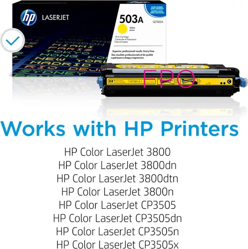 Miniatura 2 de HP Cartucho de tóner amarillo original 503A Funciona color LaserJet 3800, CP3505 Series Q7582A