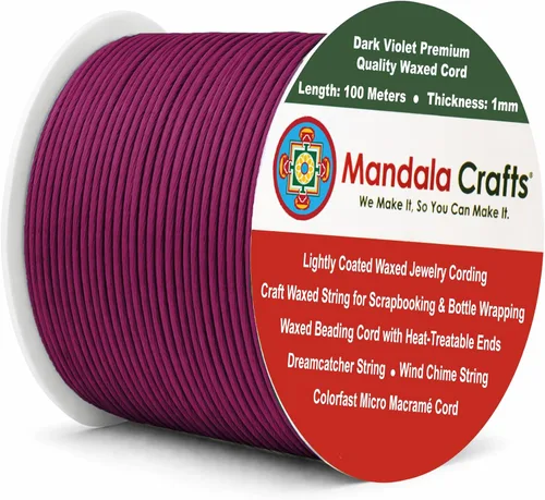 Miniatura 37 de Cuerda Mandala Crafts 0.03 pulgadas 109 yardas para hacer joyería, artesanía, macramé, cuerda de algodón encerado Negro