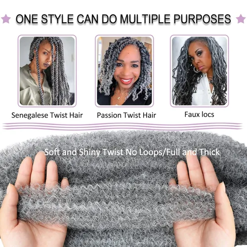 Miniatura 4 de Cabello Rizado Afro Elástico 8 Paquetes Cabello Trenzado Marley Twist Cabello Spring Twist Pre-Separado para Locs Falsos Cabello de Ganchillo Kinky