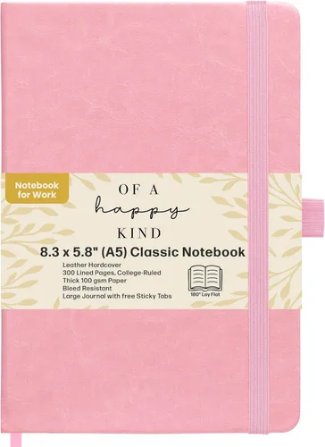 Miniatura 10 de Cuaderno clásico con líneas de 8.5x11" A4 tapa dura de cuero - Negro - 200 páginas con rayas universitarias grande con pestañas adhesivas, bolsillos