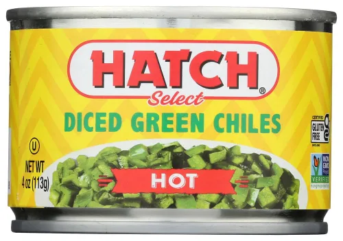 Hatch Chiles verdes cortados en cubitos 4oz CALIENTE (CANTIDAD 3)