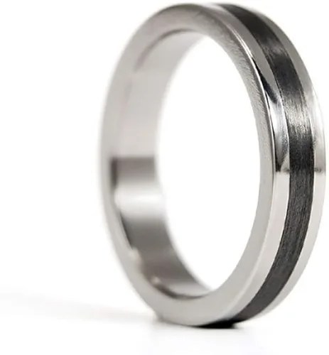 Miniatura 2 de Anillo de boda de titanio pulido y fibra de carbono para mujer. (00347_4N)