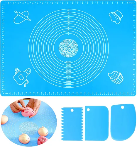 Tapete de silicona para hornear de 27.6 x 19.7 pulgadas con medición, tapete antideslizante para repostería, tapete antiadherente para amasar masa,