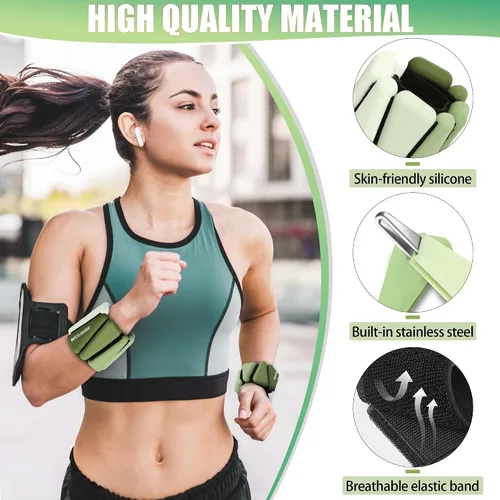 Miniatura 5 de BECOJADDE Pesas de Tobillo para Mujeres Pesas de Muñeca Juego de 2 (1 lb/2 lbs Cada Una) Peso Ajustable para Brazo y Pierna para Mujeres y Hombres