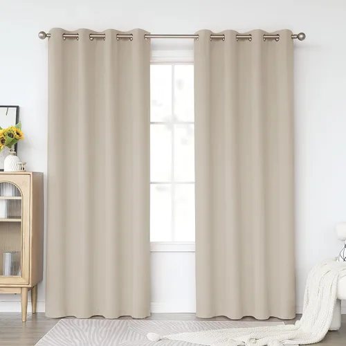 Miniatura 43 de KEQIAOSUOCAI Cortinas rosa bebé de 63 pulgadas para habitación de niñas - Con aislamiento térmico que oscurece la habitación, cortinas de ventana
