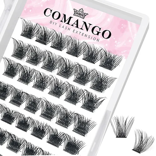 Extensiones de pestañas en racimo de pestañas DIY Curl C/D Comango Mega Volumen, Pestañas Individuales Extensiones de Pestañas Extensiones de