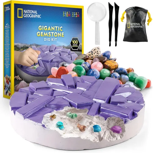 Miniatura 9 de Kit de excavación de piedras de nacimiento National Geographic - Kit de ciencia con 12 piedras de nacimiento genuinas, incluye un diamante real