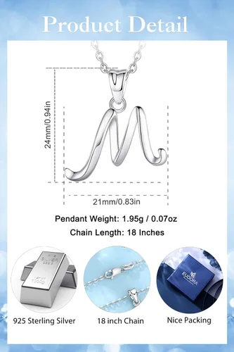Miniatura 148 de EUDORA Collares de plata esterlina con inicial para mujer, regalos clásicos de 26 letras sin cuello para niñas, hermana, madre hija, cadena de 18