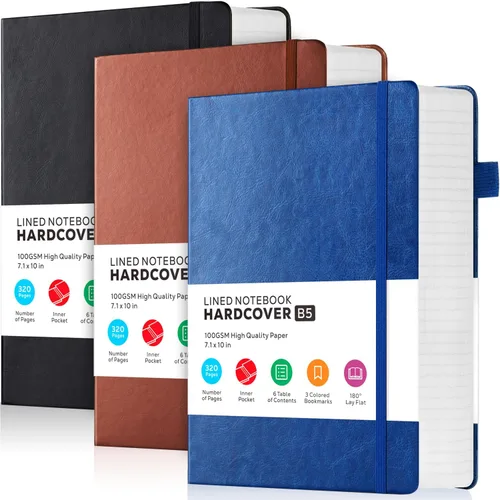 Miniatura 8 de FOCUS DAY Cuaderno de Cuero con Páginas Rayadas, 320 Páginas Cuaderno de Tapa Dura para Escribir y Tomar Notas para Mujeres y Hombres, B5