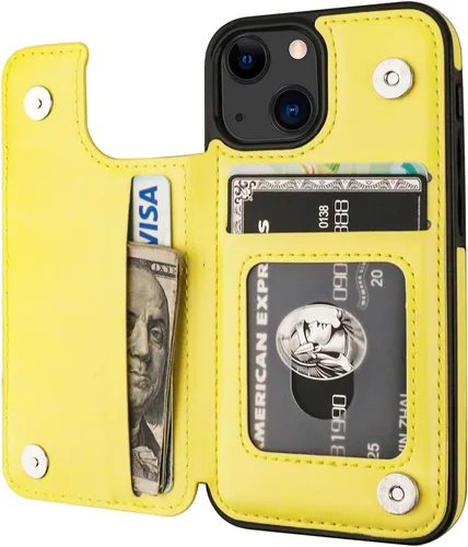 Miniatura 8 de ONETOP - Funda tipo cartera compatible con iPhone 13 Mini con soporte para tarjetas, funda de piel sintética con ranuras para tarjetas, doble cierre