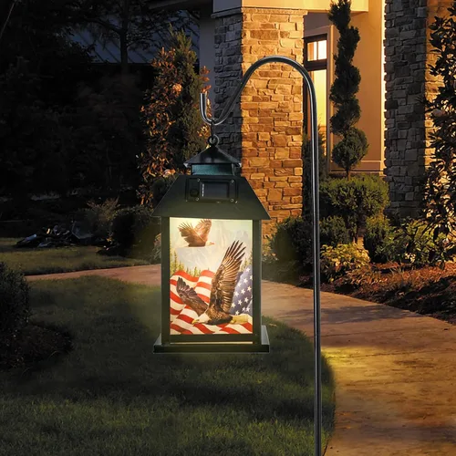 Miniatura 5 de Afirst Farol solar para exteriores, luces colgantes decorativas con bandera estadounidense, iluminación al aire libre, luces impermeables