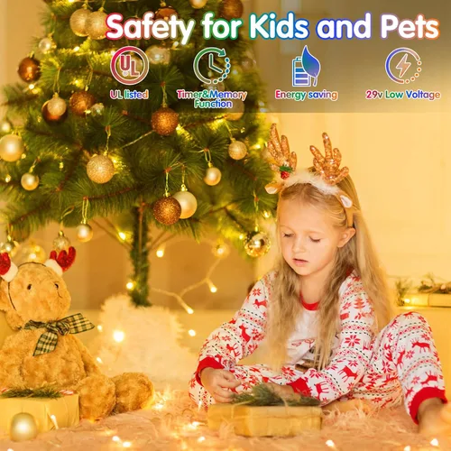 Miniatura 6 de Guirnalda de luces de Navidad de 403 pies para exteriores, 1000 luces LED con cambio de color, 11 modos y función de temporizador de memoria