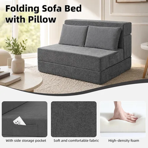 Miniatura 4 de Sofá Cama Plegable con Colchón, Sofá Cama Plegable con Funda para Silla de Cama con Almohada para Sala de Estar Oficina en Casa