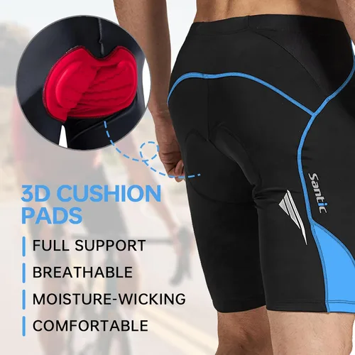 Miniatura 44 de Santic Pantalones cortos de ciclismo para hombre, pantalones acolchados para ciclismo, ropa de ciclismo