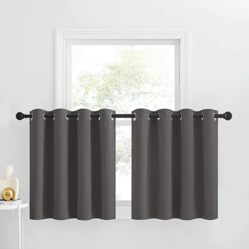 Miniatura 95 de NICETOWN Cortinas opacas de cocina para ventana sobre el fregadero, aislamiento térmico, decoración del hogar, pequeños niveles opacos con ojales